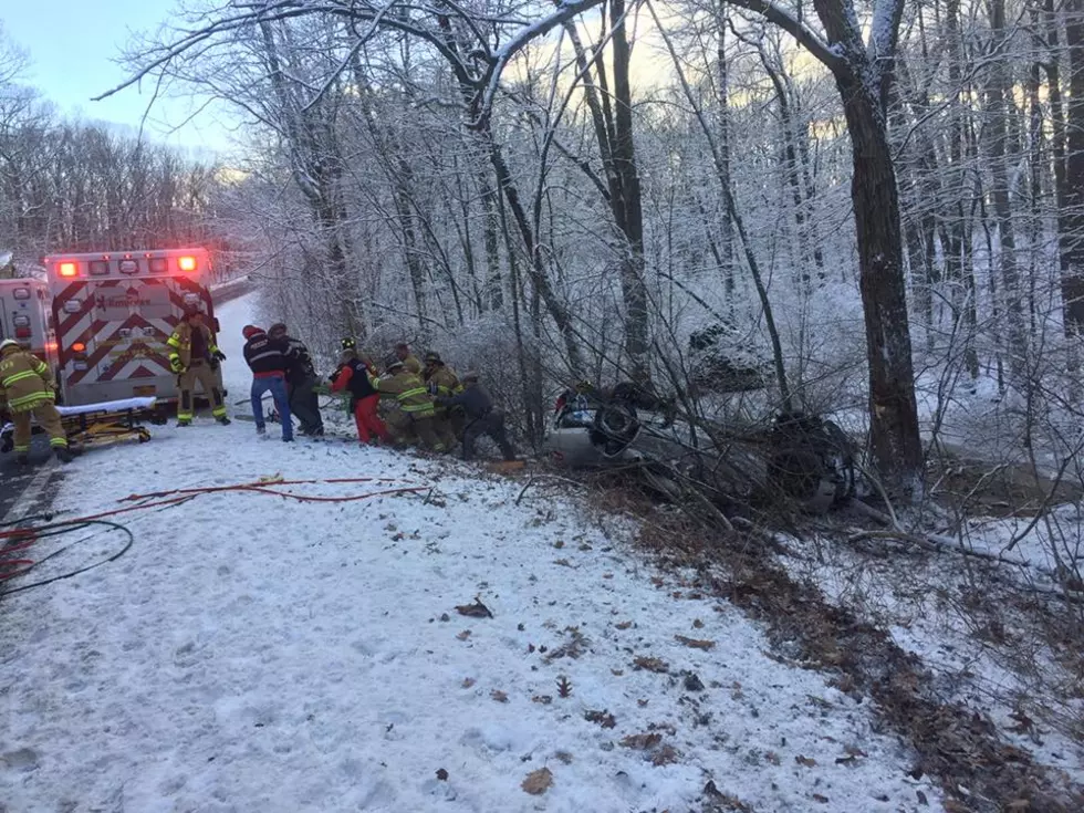 Car Flips Over Into Woods on Taconic State Parkway