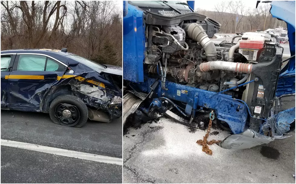 2 Injured When  Tractor-Trailer Rams Into Police Car on 87