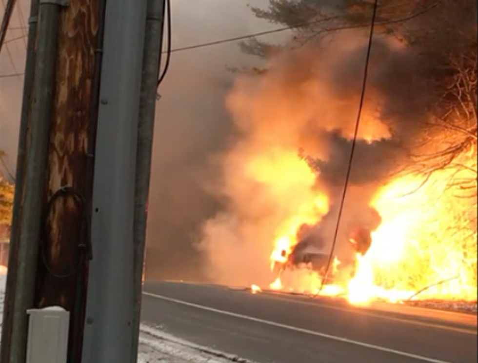 Truck Catches Fire in Hudson Valley After Driving Over Power Line