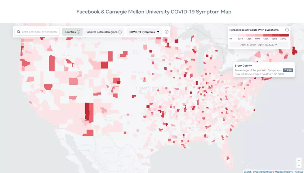 New Facebook COVID-19 Map Shows Number of Symptoms in New York