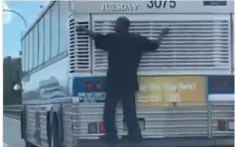 Video: &#8216;Dumb and Dangerous&#8217; Man Clings to Speeding New York Bus