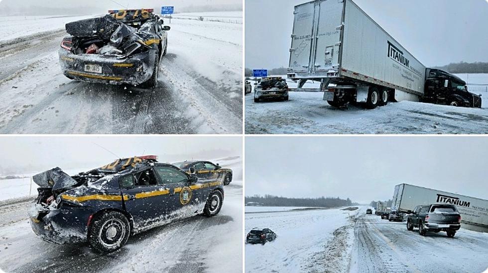 Tractor-Trailer Crushes Cop Car During State Of Emergency In Upstate New York