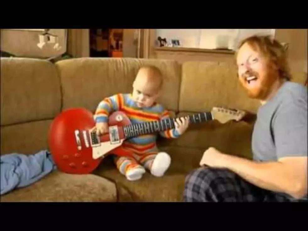 Baby Jams Out On Dads Guitar [VIDEO]
