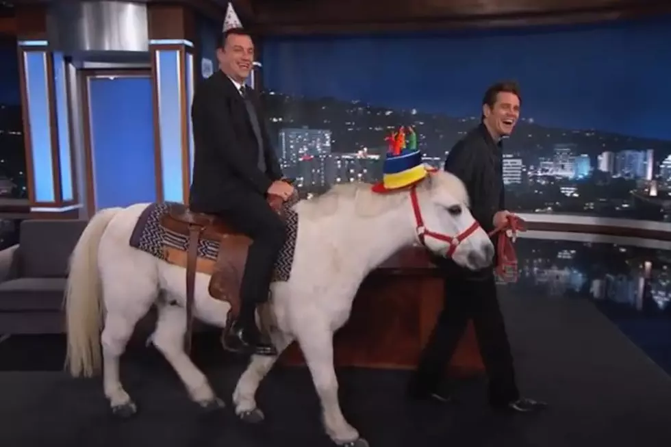 Jim Carrey Gives Jimmy Kimmel The Best Birthday Present Ever… A Pony! [VIDEO]