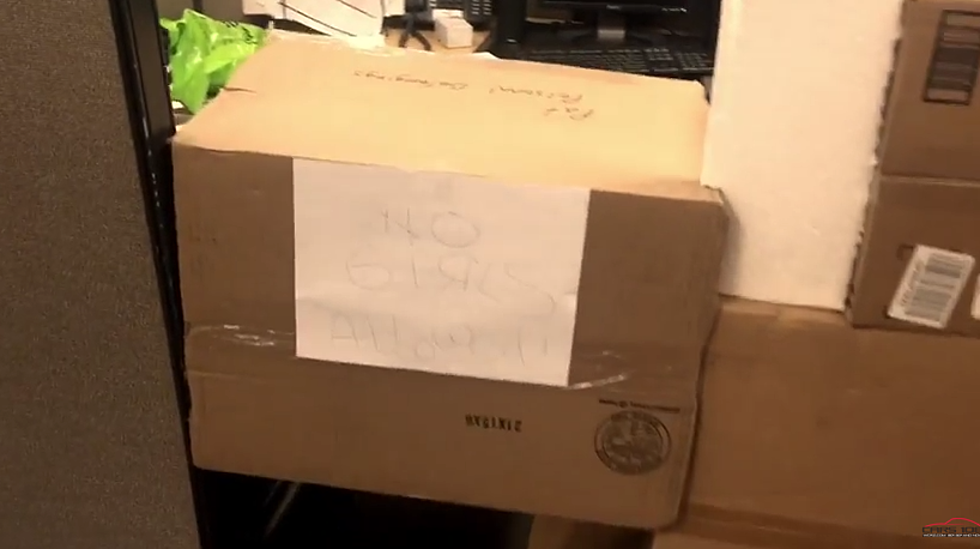 Pat Makes a ‘No Girls Allowed’ Fort out of his Cubicle [VIDEO]
