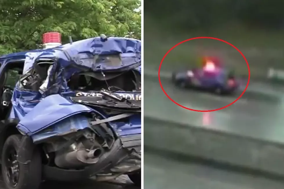 Video Shows Truck Crashing Into Michigan State Police Officer’s Vehicle [VIDEO]