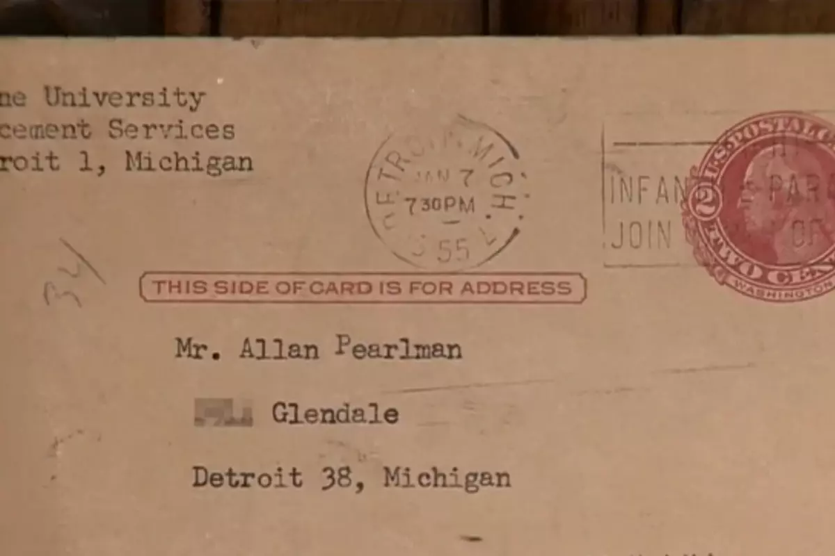 Postmarked Letter Example Letter Postmarked 1955 Finally Gets Delivered to Michigan Home [V