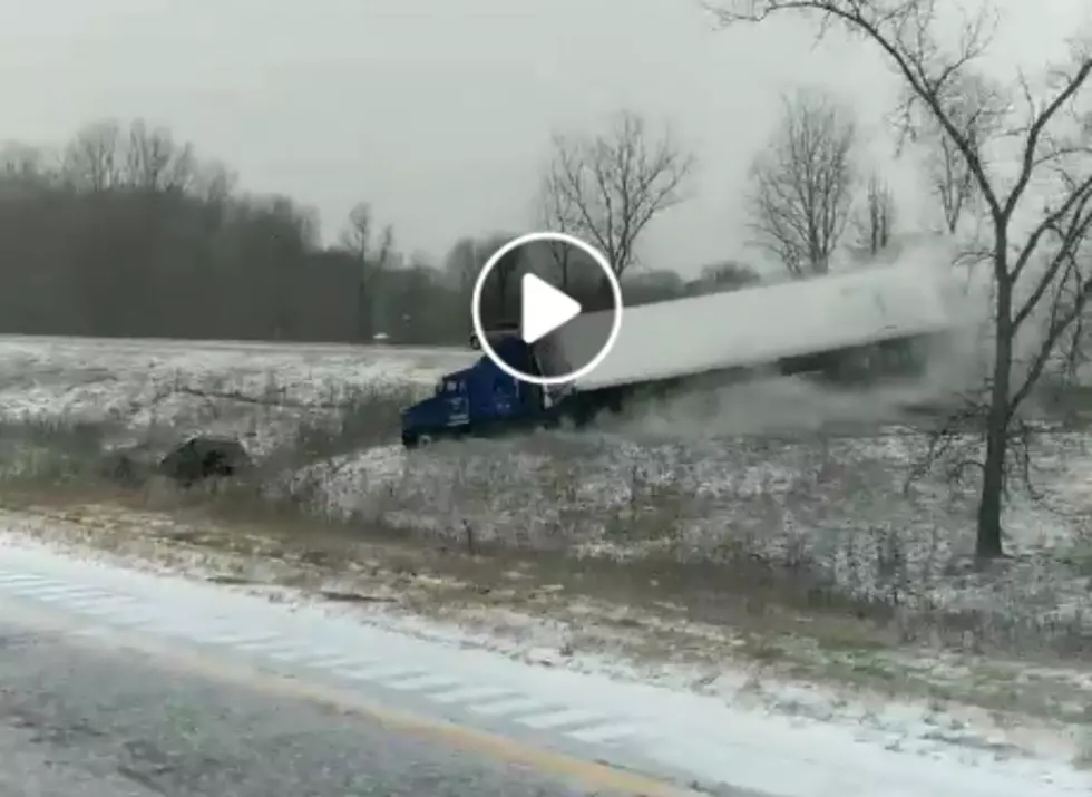 Driver Catches Semi Sliding Off I-69 Last Week During Snow [VIDEO]