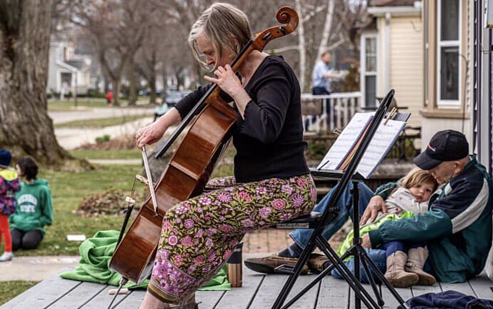 Cellist Plays from Porch During MI Quarantine - The Good News