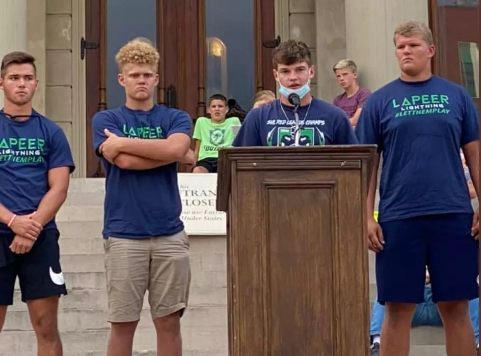 Lapeer Football Players Spoke at #LetThemPlay Rally in Lansing
