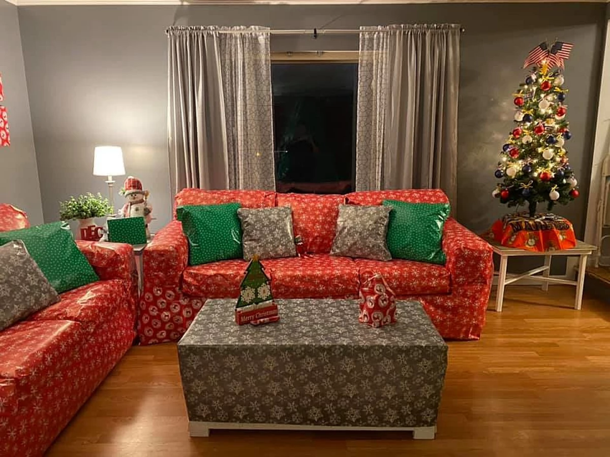 Elf On The Shelf Wrapped Living Room