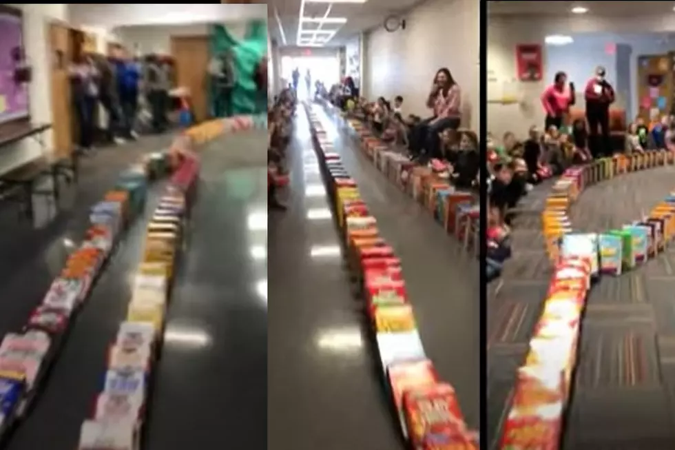 Watch: W. Michigan School Sets Up Cereal Box Dominoes to Spread Kindness
