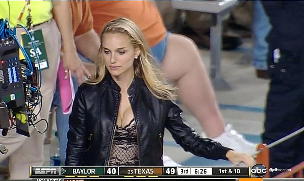 Natalie Portman Shows Cleavage at Texas Longhorns Football Game