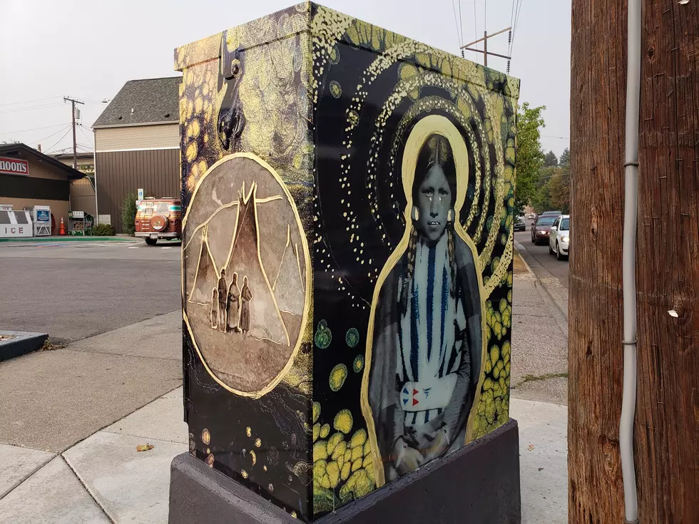 ‘Homelands’ Bitterroot Salish Art on Missoula Traffic Signal Box