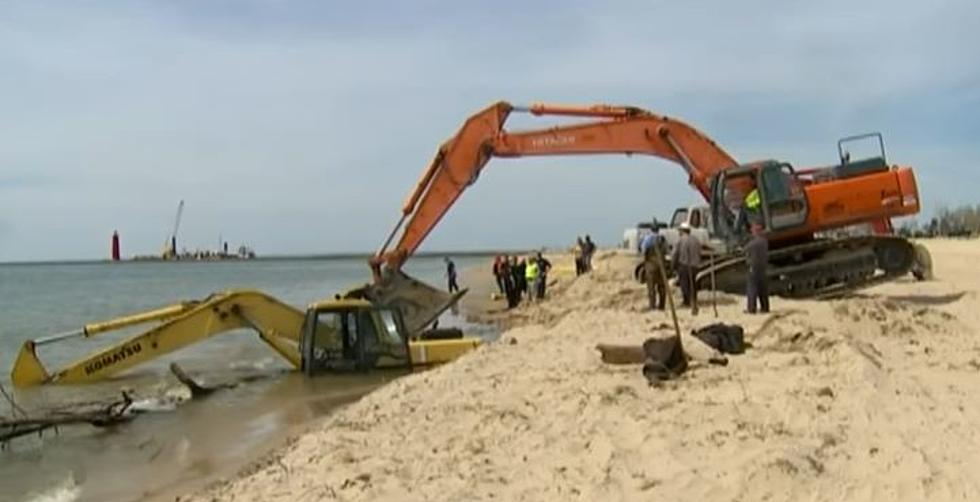 Trouble Comes in Waves as Construction Equipment Falls into Lake Michigan