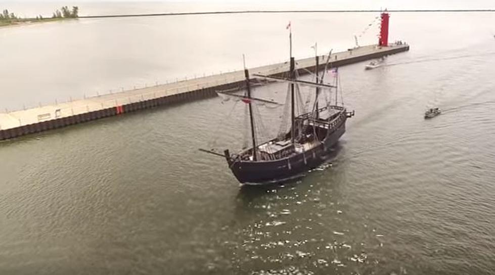 Christopher Columbus’ Ships Sail Lake Michigan as the Nina and Pinta Cruise Toward South Haven