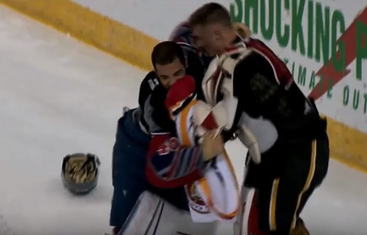 Kalamazoo Wings Goalie Gets into a Fight on the Ice