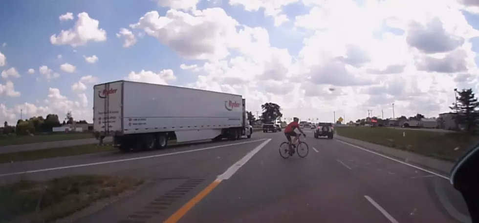 Watch Bicyclist on US 131 near Portage Make an Incredibly Dangerous and Foolish Move that Will Make You Jump
