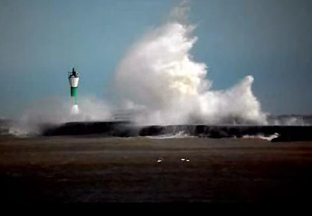 Lighthouse Knocked into Lake Michigan by Severe Winter Storm