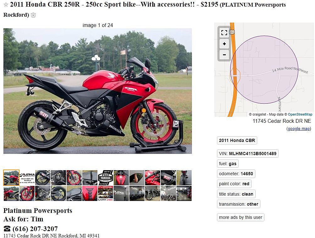 250 dirt bike for sale craigslist