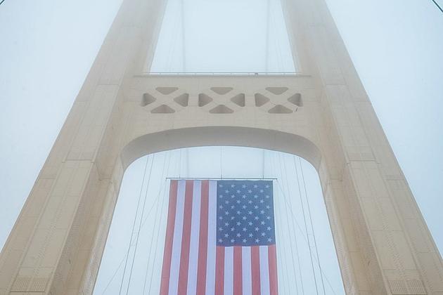 Mackinac Bridge Flies Enormous American Flag on 9/11