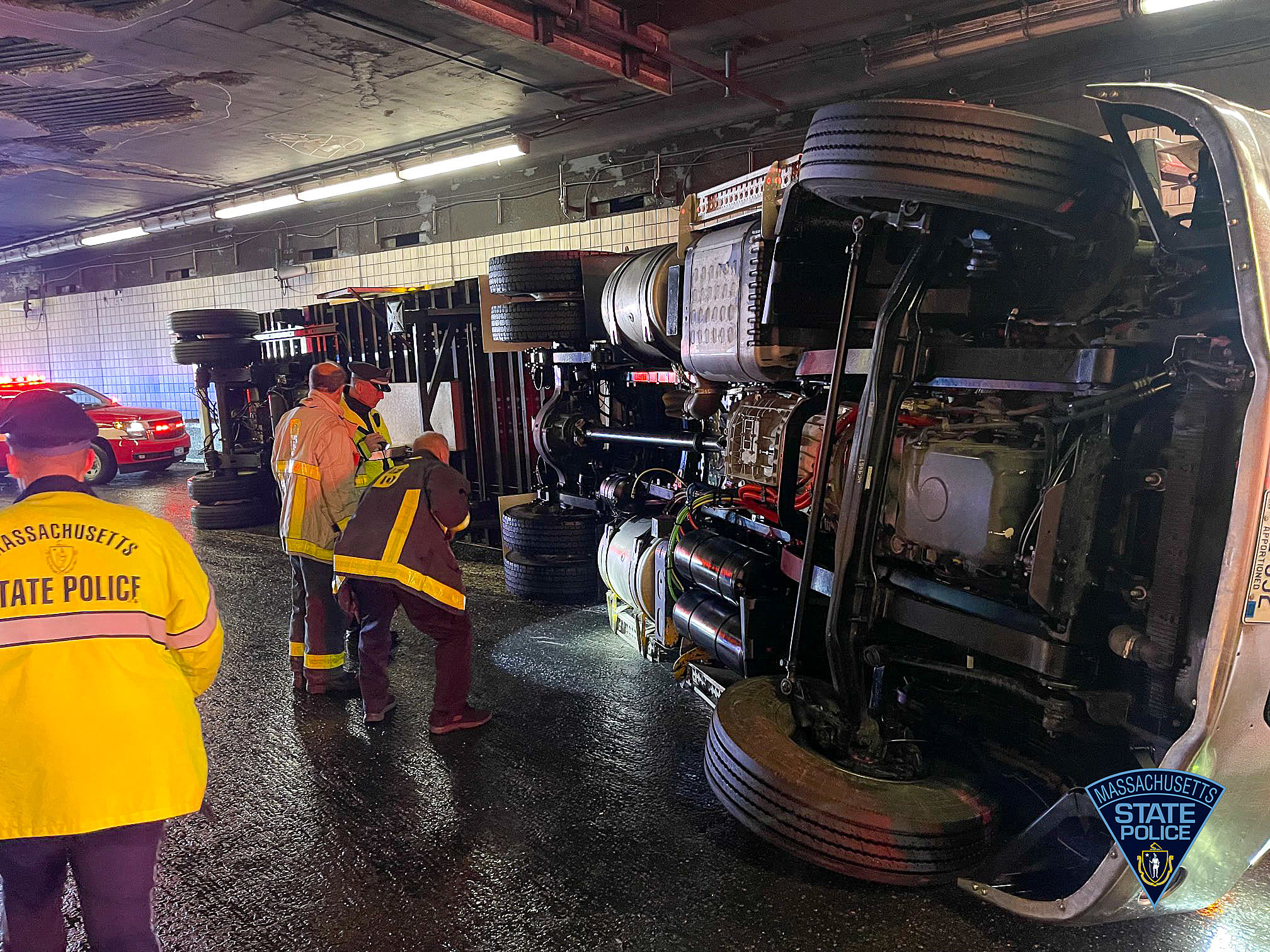 Incredible! No Injuries When Truck Rolls Over In A Boston Tunnel photo