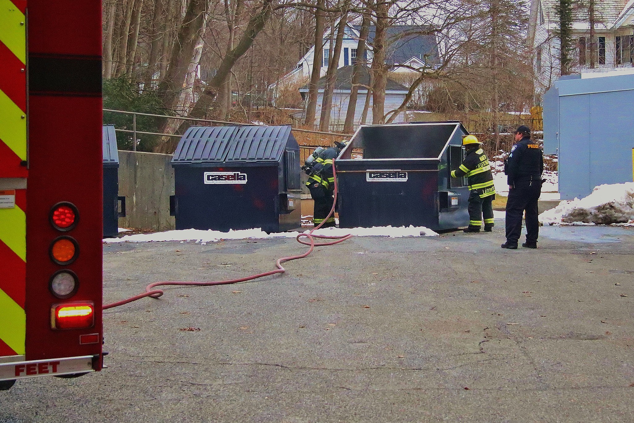 Dumpster Fire In North Adams Extinguished By MCLA Police Tuesday photo