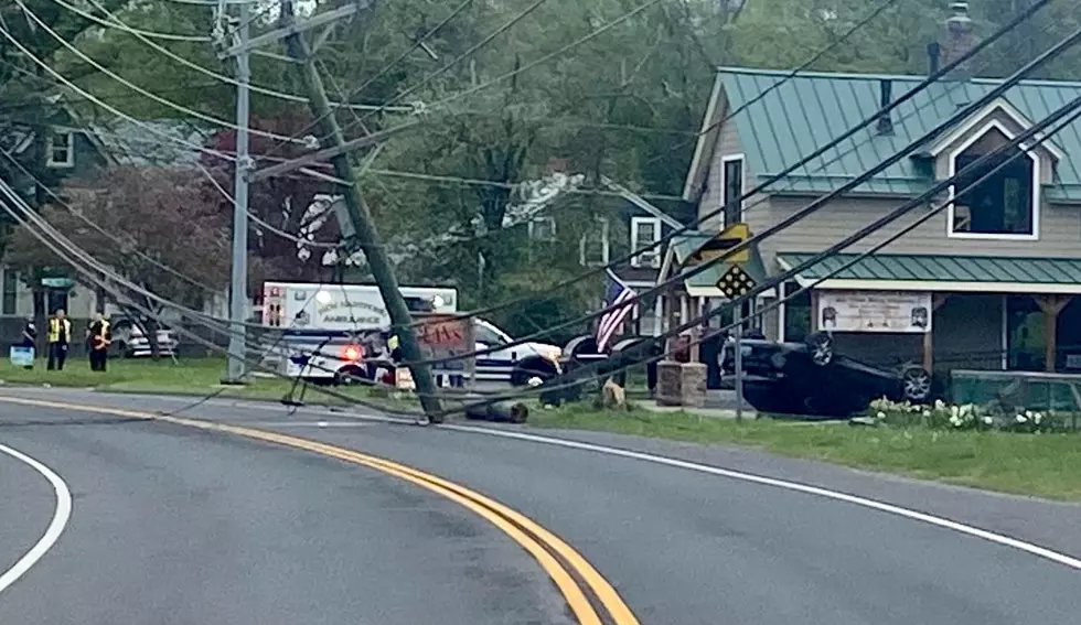 Car Slams Into Utility Pole And Flips On Route 44 In Connecticut