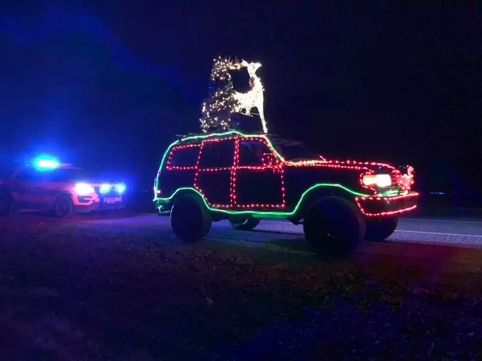 Holiday Light Display On Vehicle Driving Around Twin Falls