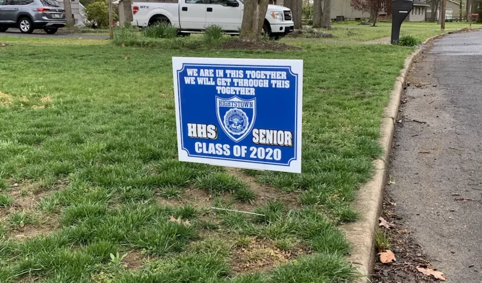Hightstown High School Seniors get Surprise Signs on their Lawns