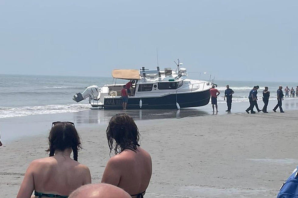 Boat Runs Aground on the Beach in North Wildwood, NJ