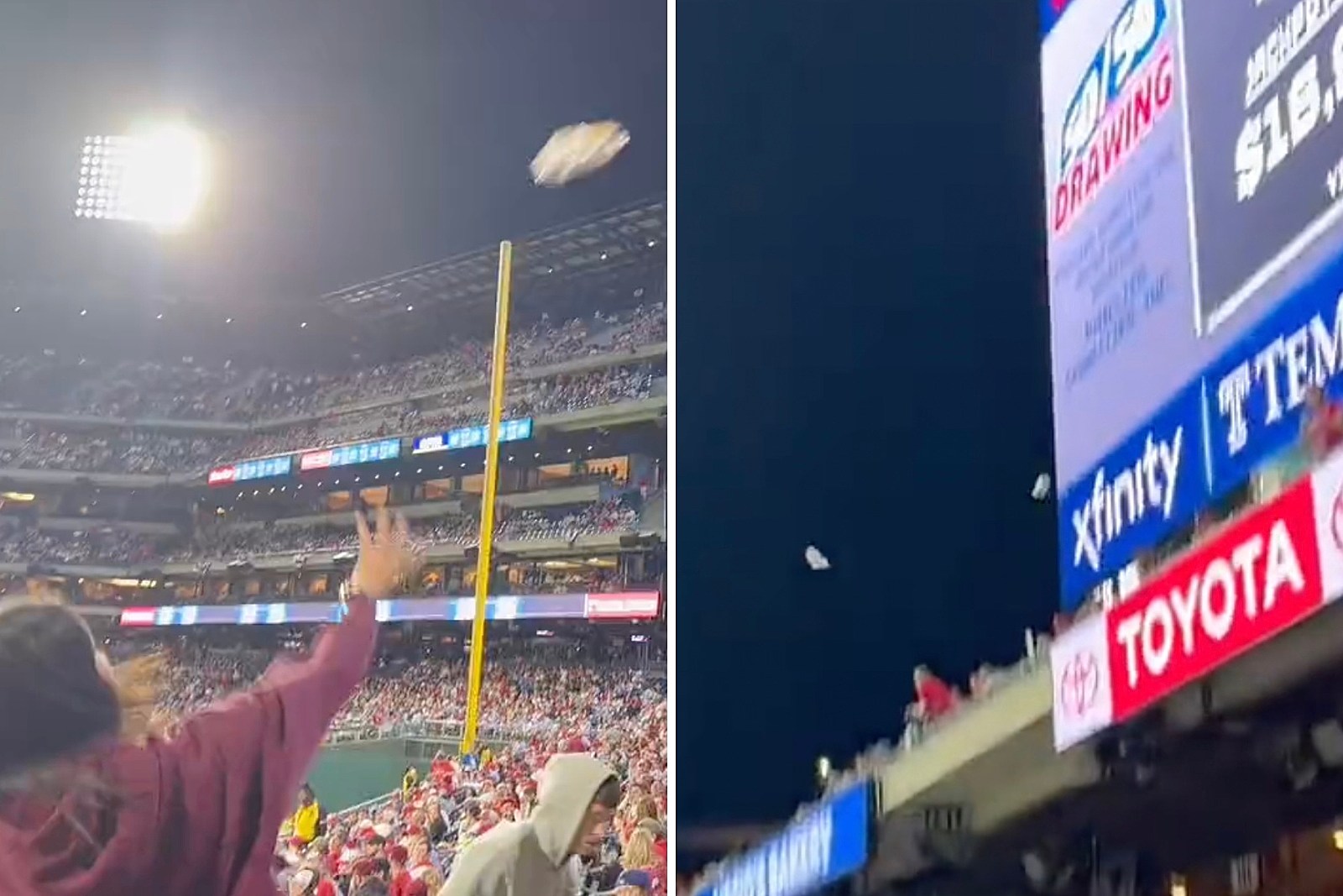 Philadelphia Phillies fan injured by flying hot dog launched by