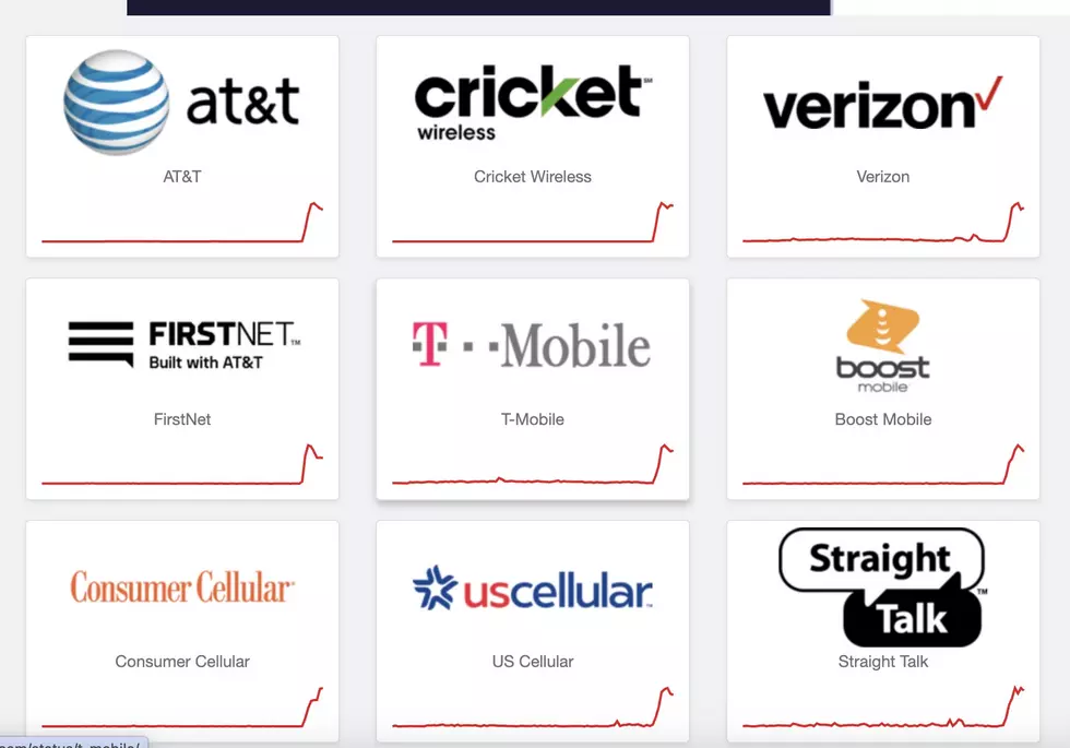 DownDetector.com Screenshot Showing Cell Phone Outages