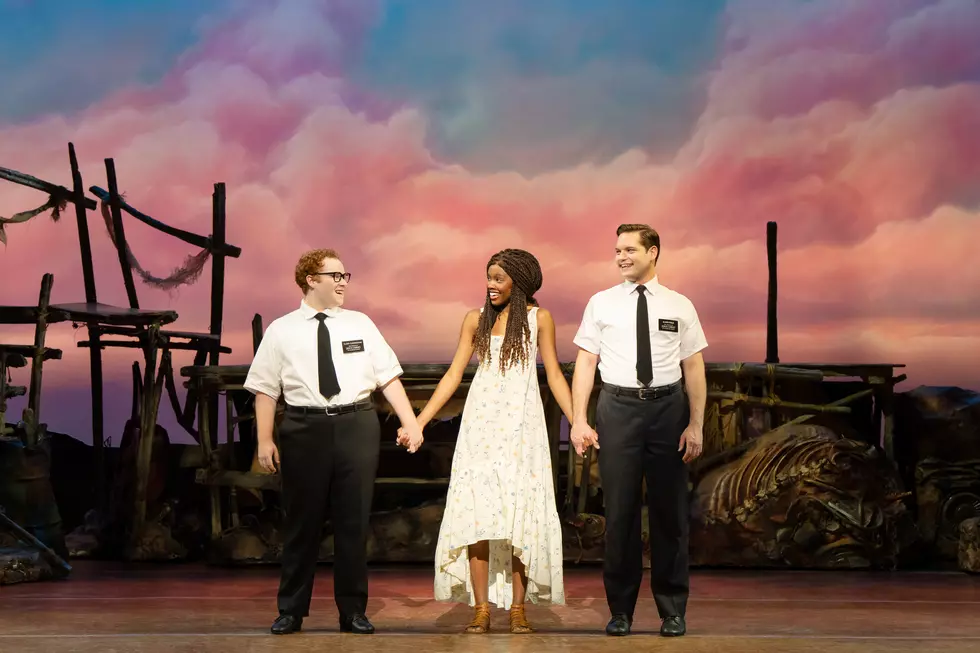 (L-R) Jacob Aune, Charity Arianna, and Sam McLellan in THE BOOK OF MORMON North American tour Photo by: Julieta Cervantes