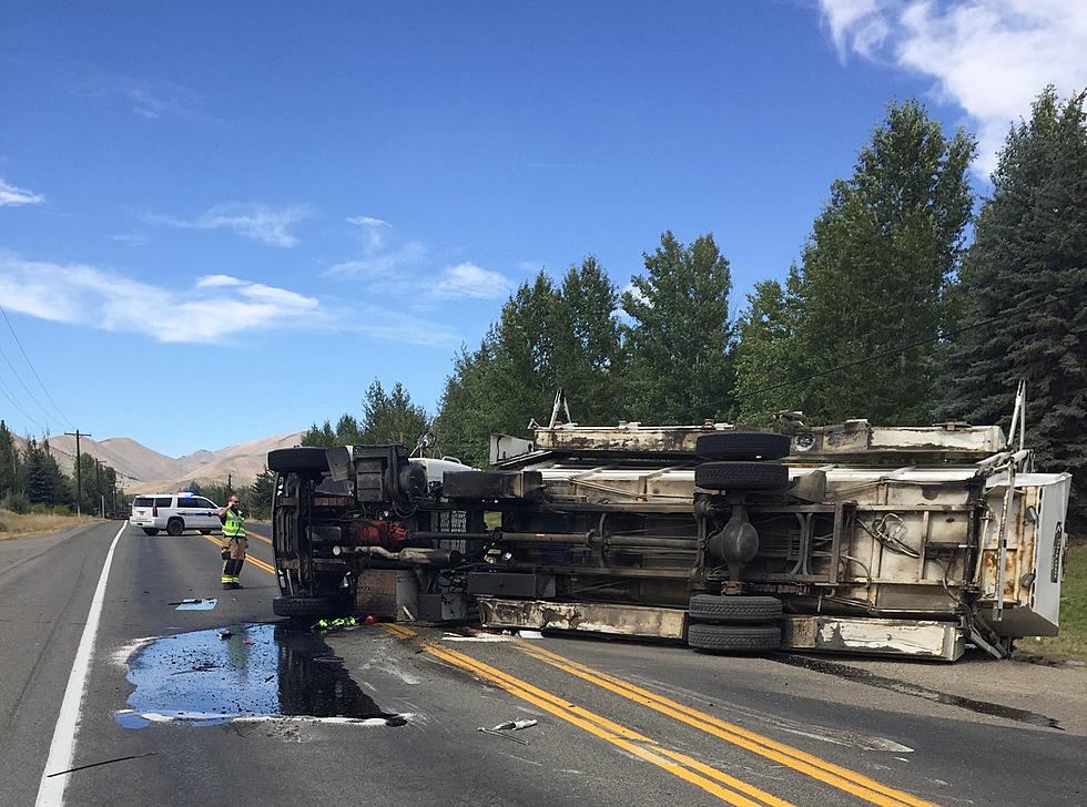 Hailey Garbage Truck Overturns on Highway 75