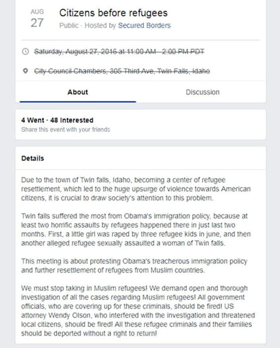 Russia Used Facebook to Promote Anti-refugee Rally in Twin Falls