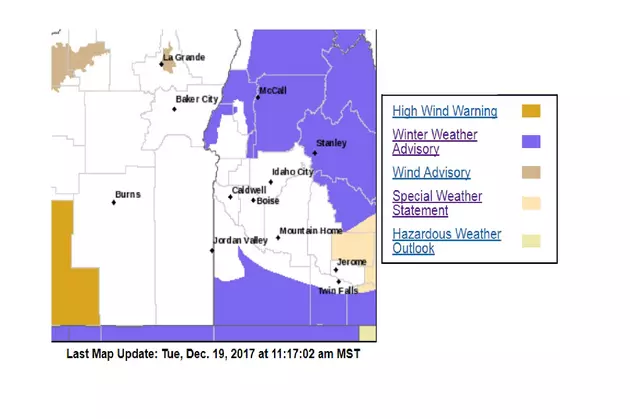 Winter Weather Advisory Issued for Southern Idaho