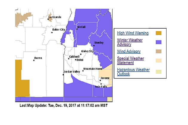 Winter Weather Advisory Issued for Southern Idaho