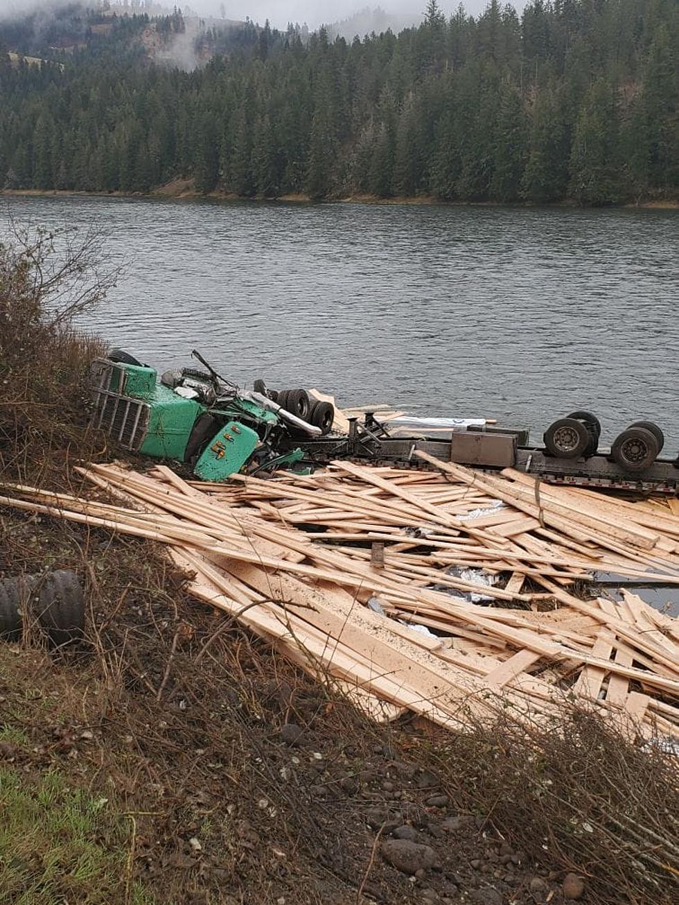 Lumber Truck Crashes Into Clearwater River Near Kooskia