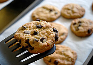Traditional Chocolate Chip Cookies Dipped in Almond Milk