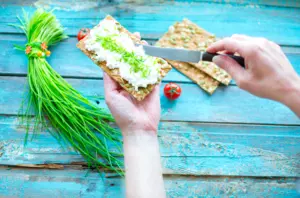 Cream Cheese And Chives on Crisp Bread