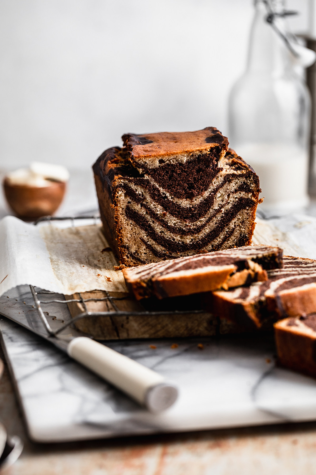 Soft Banana Bread Swirled With Ribbons of Chocolate