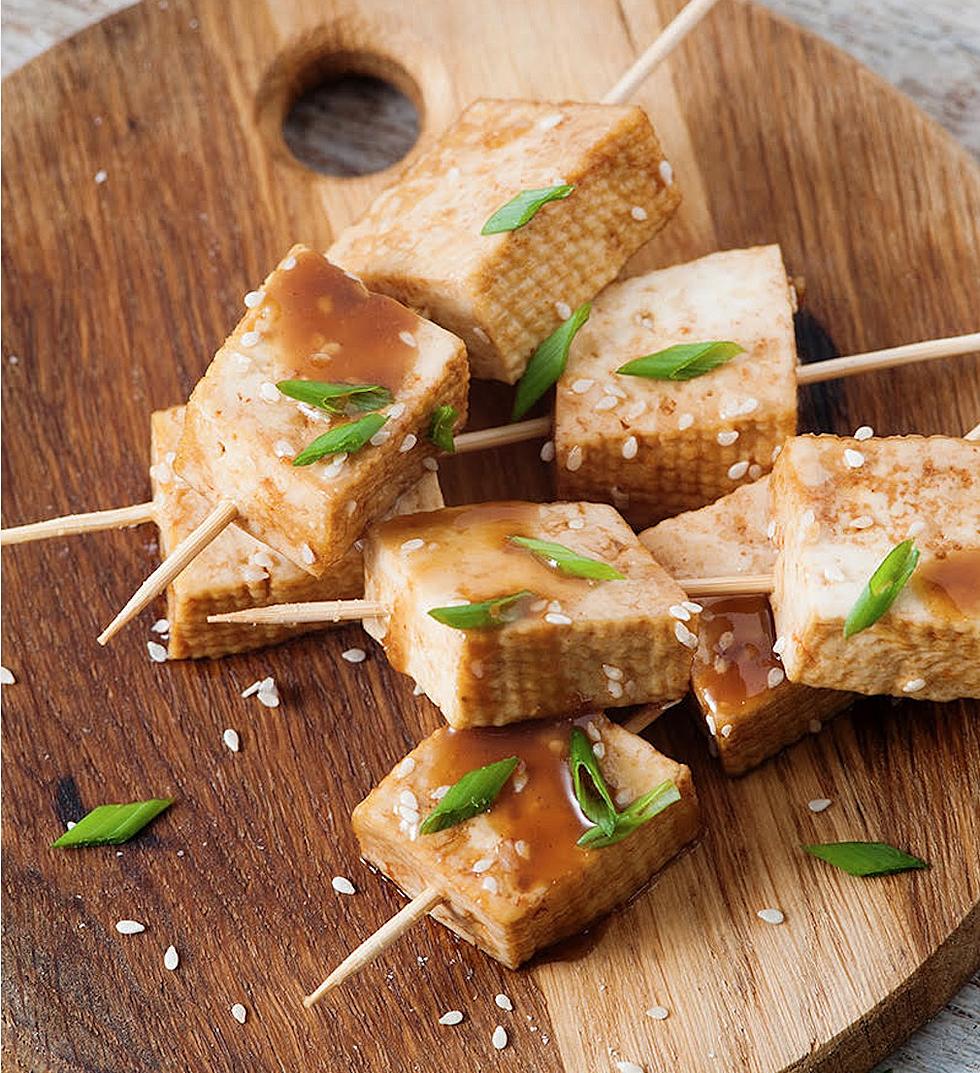 Sesame and Ginger Tofu Skewers with Spicy Peanut Sauce