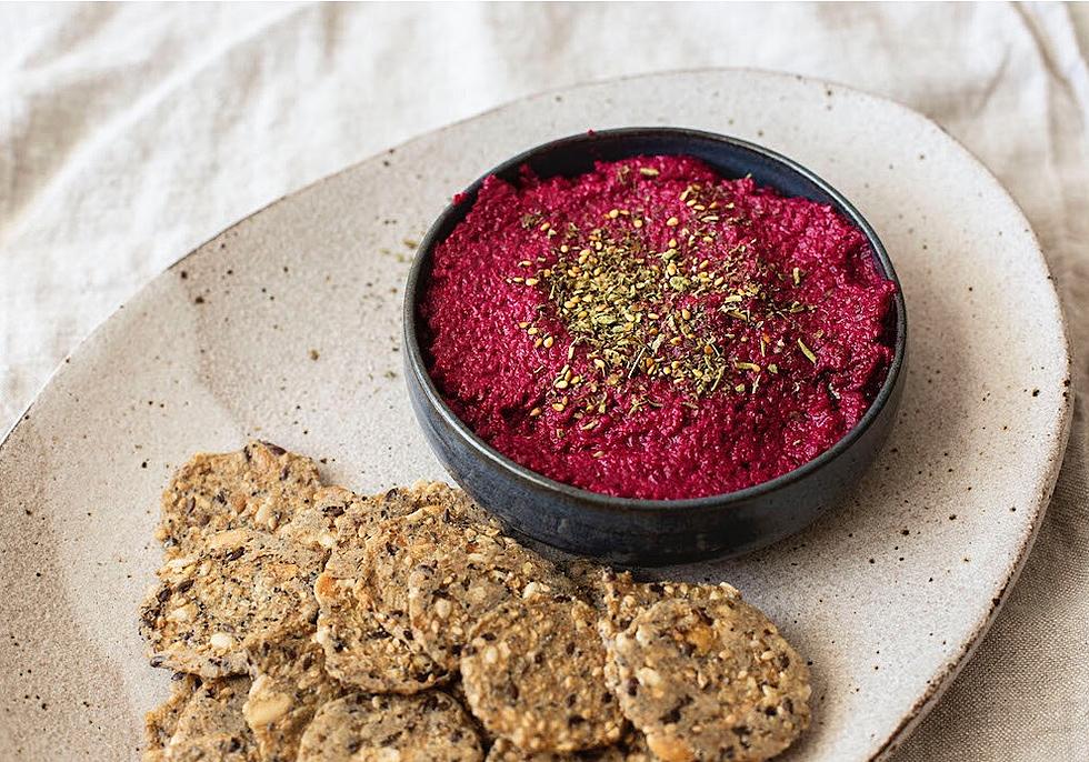 Roasted Beetroot Dip With Middle Eastern Spices and Homemade Crackers