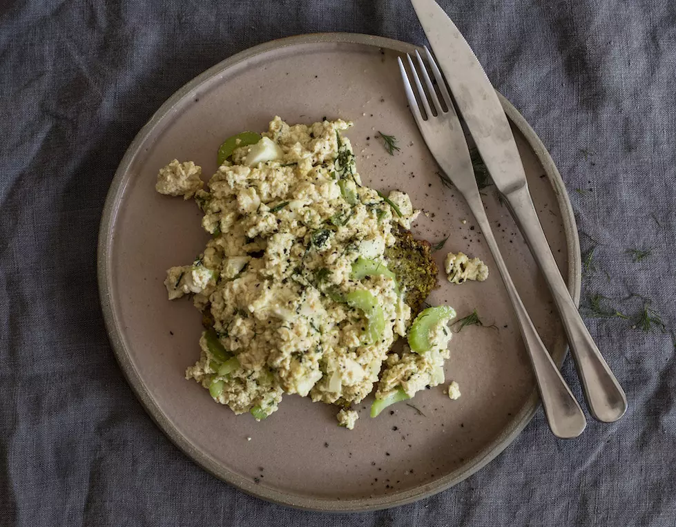 Healthy and Filling Tofu Scramble Topped with Fresh Dill