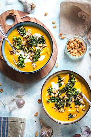 Curried Butternut Squash and Sweet Potato Soup