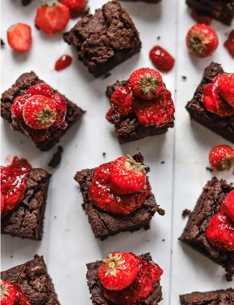 Chocolate Fudge Brownies With Homemade Strawberry Jam