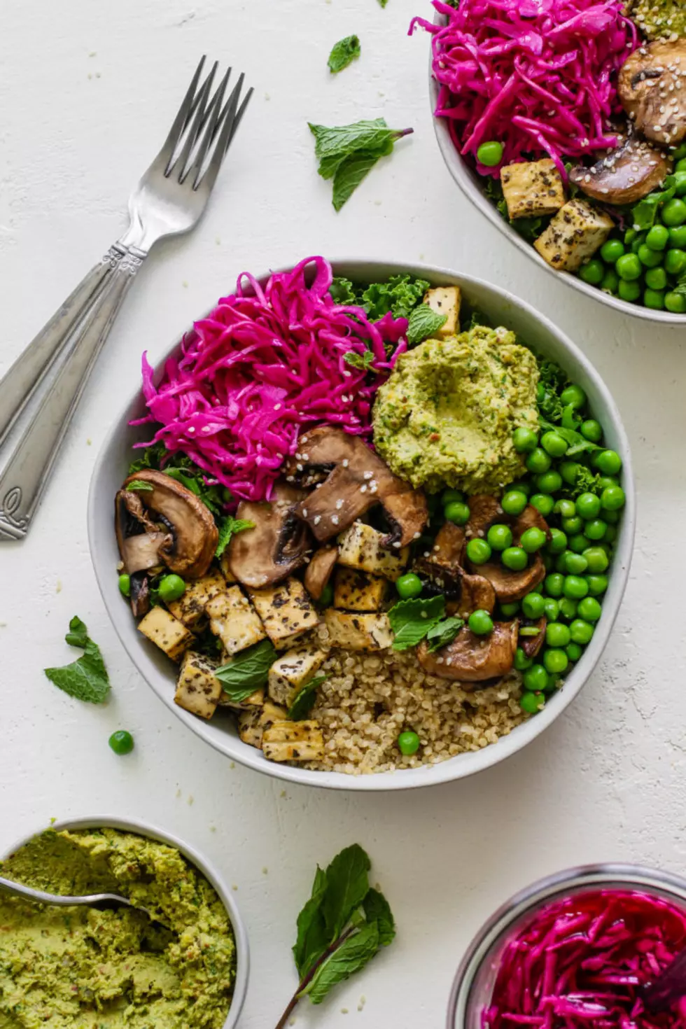 Healthy Vegan Breakfast: Pickled Cabbage Quinoa Bowls with Pea Pesto Recipe