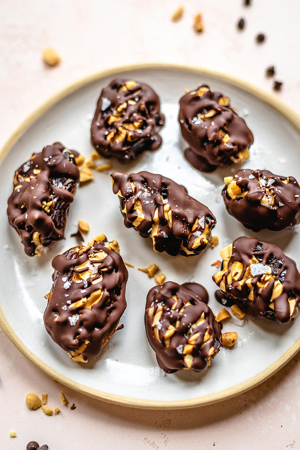 Vegan Chocolate Covered Stuffed Dates with Peanut Butter