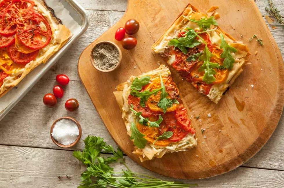 Vegan Ricotta and Tomato Phyllo Pizza from Chefs Derek and Chad Sarno